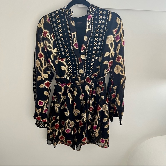 New! Dodo Bar Or Loren Black & Gold Mini Dress - Picture 2 of 11